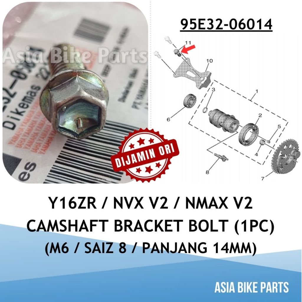 Yamaha Original Y16ZR / NVX V2 / NMAX V2 Camshaft Bracket Bolt ...