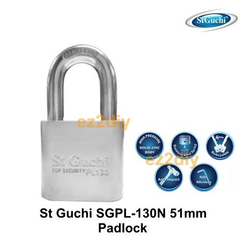 St Guchi SGPL-130N 51mm Stainless Steel Padlock | Shopee Malaysia