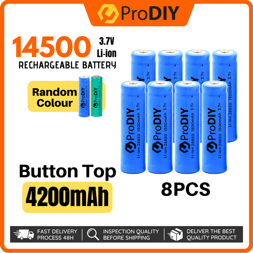 8PCS 3.7V AA RECHARGEABLE LI-ION BATTERY 14500 4200mAh LITHIUM | Shopee ...