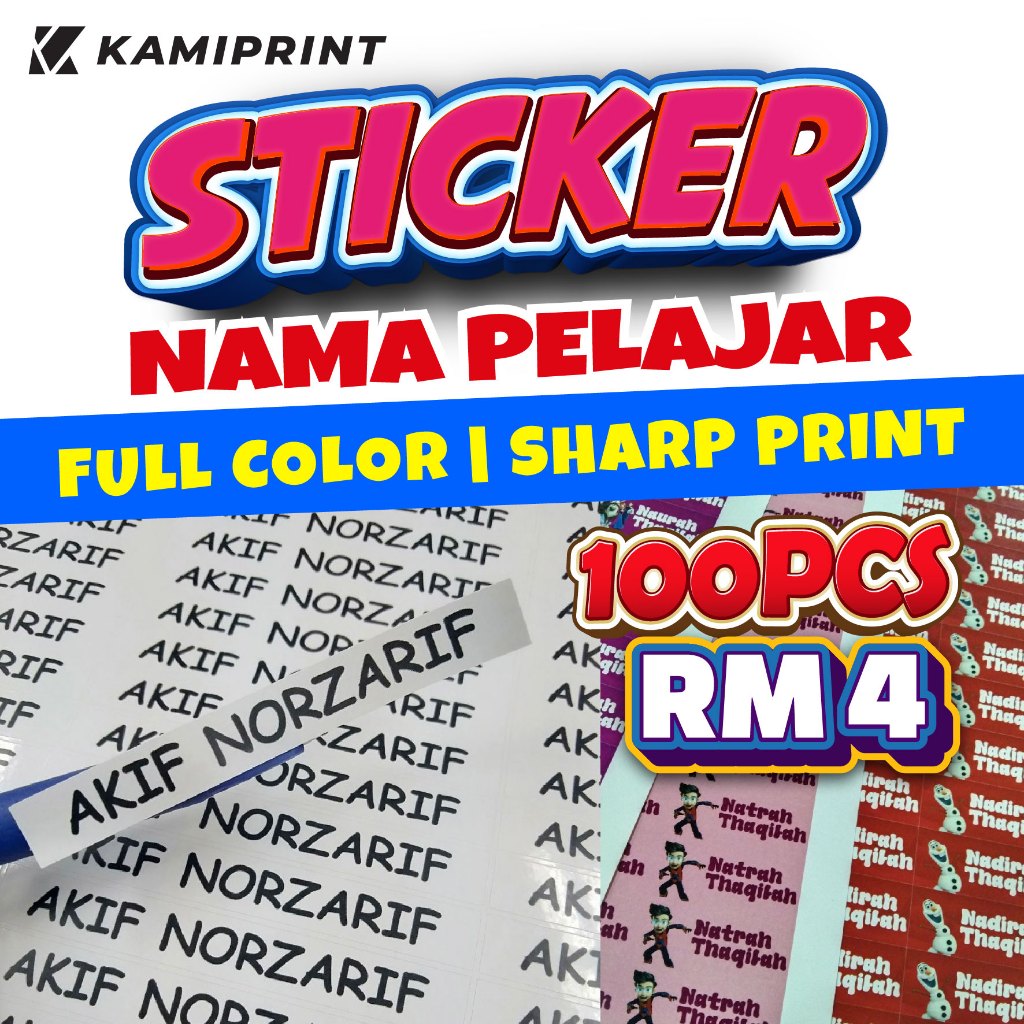 STICKER NAMA PELAJAR | STICKER NAMA BUKU DAN ALAT TULIS | Shopee Malaysia