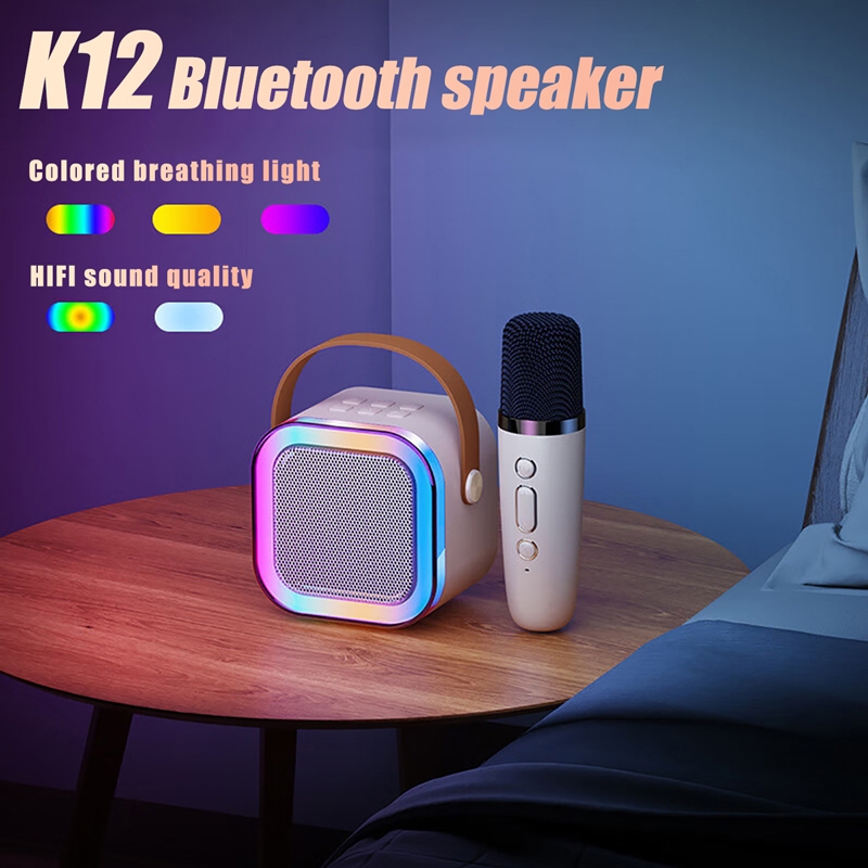 K12 Wireless Bluetooth Speaker with Microphone Dual Karaoke Speaker 3D ...