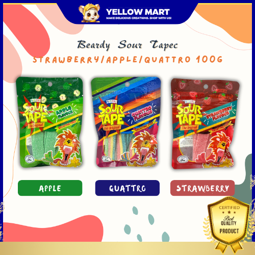 Beardy Sour Tape Strawberry/Apple/Quattro 100G | Shopee Malaysia