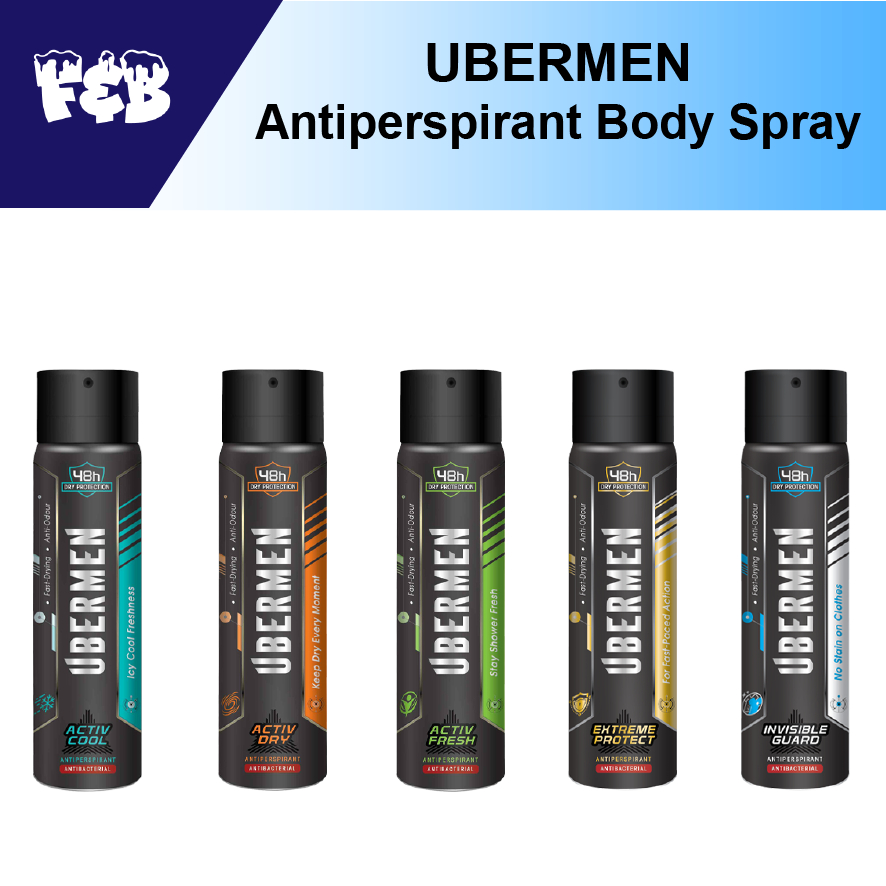 UBERMEN Antiperspirant Body Spray 150ml (Activ Dry / Activ Fresh