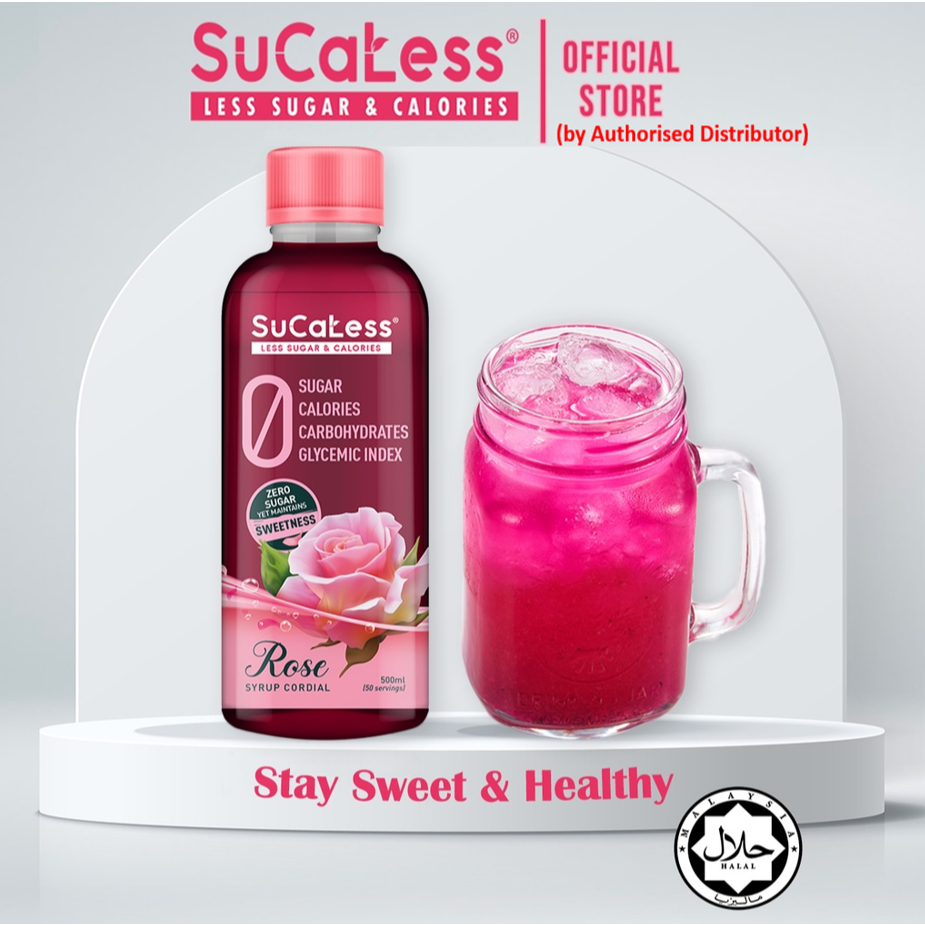 SuCaLess Zero Sugar Rose Syrup 500ML [HALAL/Zero Sugar/Zero Calories ...