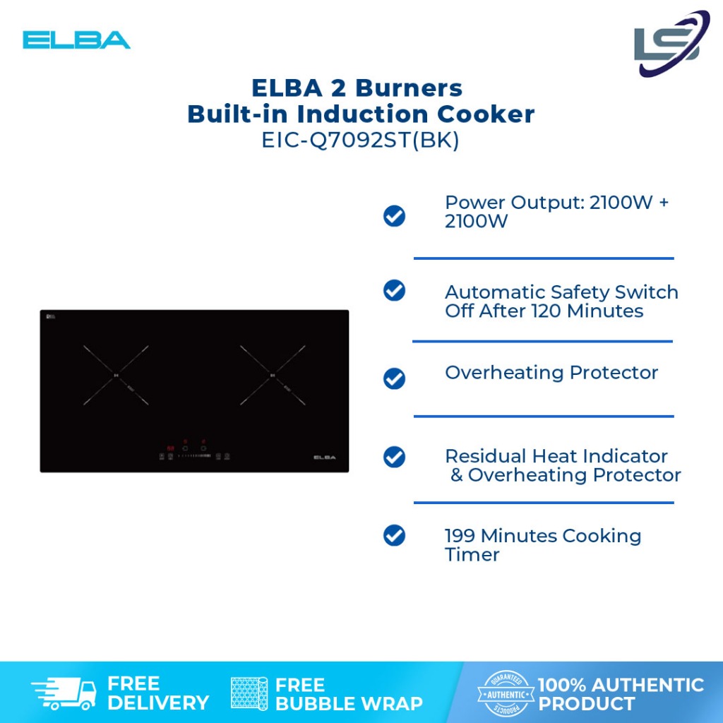 ELBA 2 Burners Built-in Induction Cooker EIC-Q7092ST(BK) | Shopee Malaysia