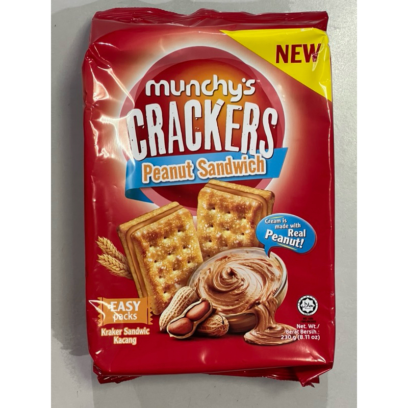 230g Munchy’s Crackers Peanut Sandwich Kraker Sandwic Kacang Easy Packs ...