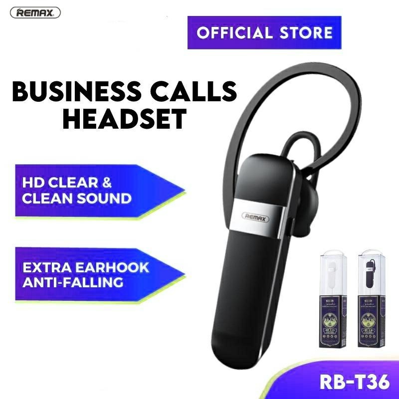 REMAX RB-T36 Wireless V5.0 Headset Call Earphone Handsfree Microphone ...