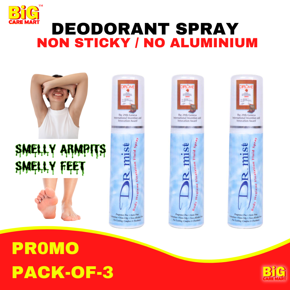 Dr Mist Deodorant Spray 75ml X 3 bottles (Helps Remove Body Odor