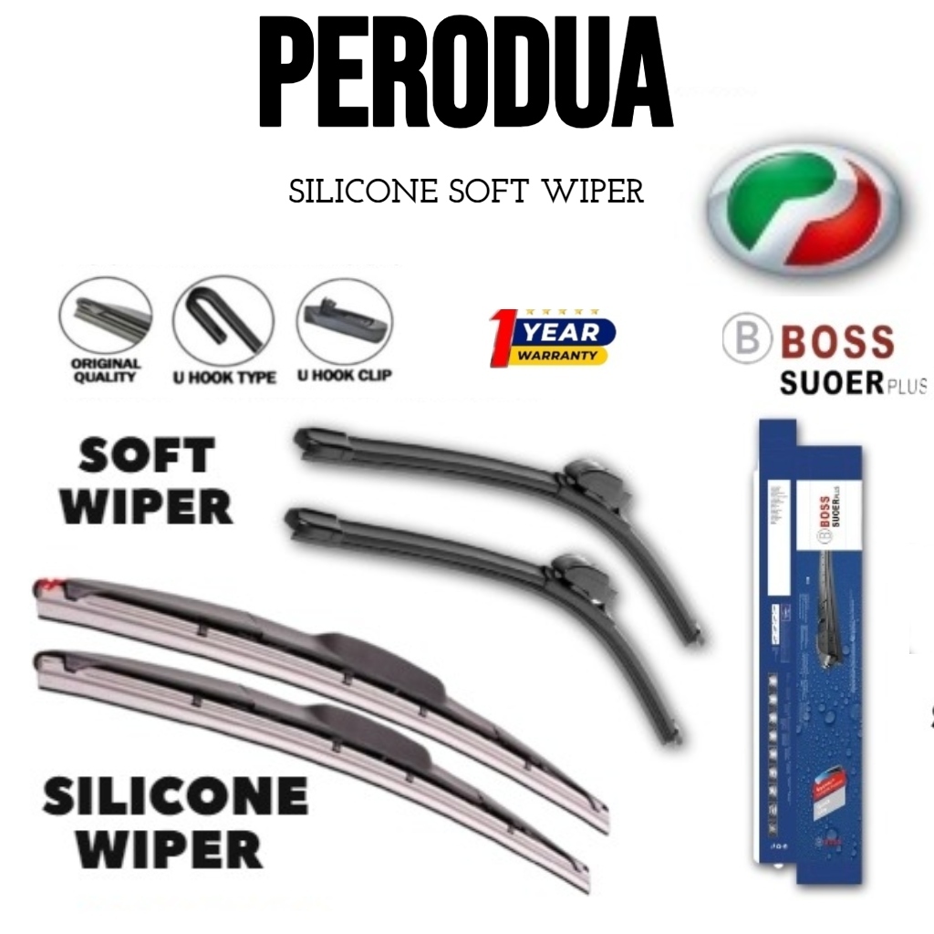 BOSS [1Pair] Car Wiper for Perodua Ativa/Alza/Aruz/Axia/Bezza/Kancil ...