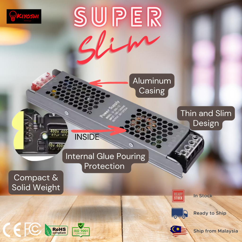 SUPER THIN AC to DC Power Supply 220v to 12v 60w 150w 300w 400w LED ...