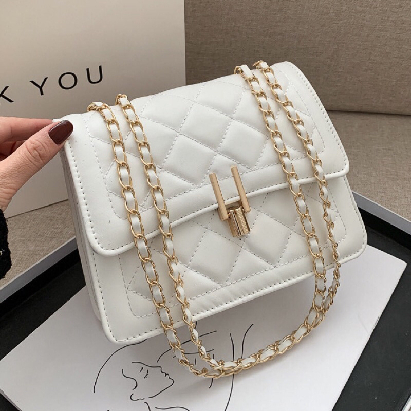 READY STOCK IN SHOPEE PALING MURAH CMY STYLE Elegant Ladies Fashion Net Texture Chain Square Sling Bag Shopee Malaysia