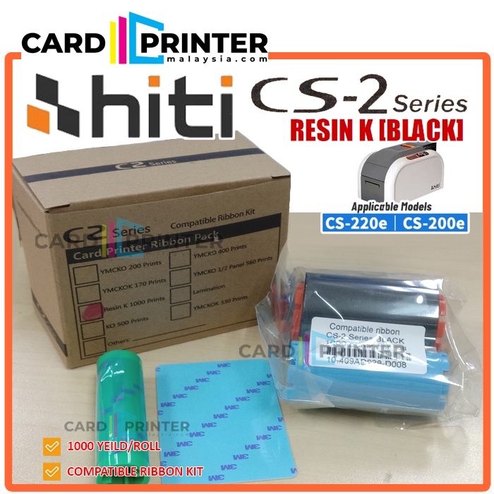 Resin K HITI CS200 / CS200e / CS220 / CS220e Compatible Black Ribbon ...