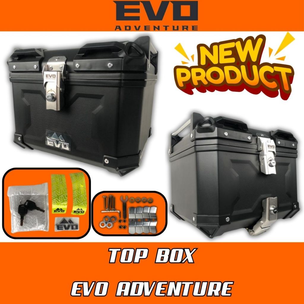 TOP BOX EVO ADVENTURE [ 37L ] W/BACKREST & BRACKET ( BLACK ) / SINGLE ...