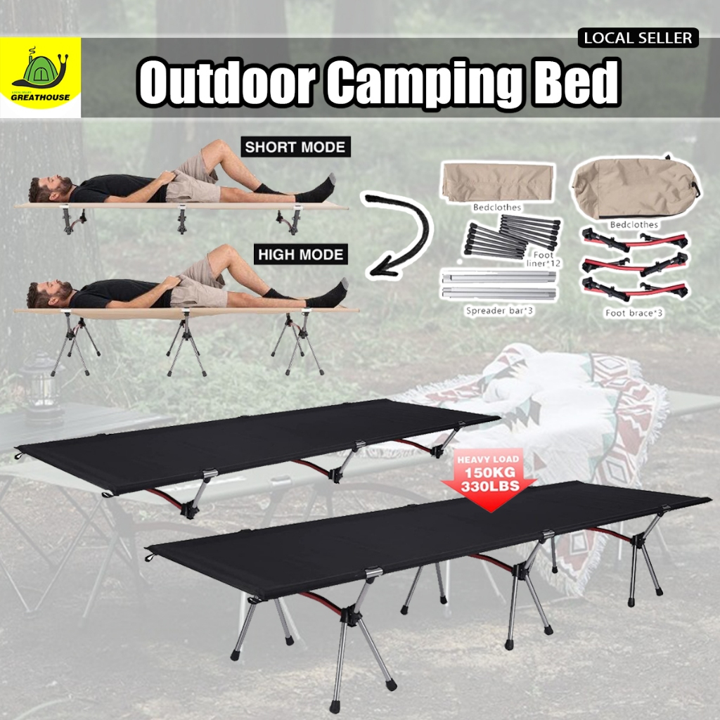 HEROGEAR Folding Camp Bed With Comfortable Cotton Filling [Integrated Cushion & Mattress] Guest Bed Camping Bed Beach Lounger Garden Lounger Travel Bed Adult Folding Bed 190 X 67 Cm (Black - View #5