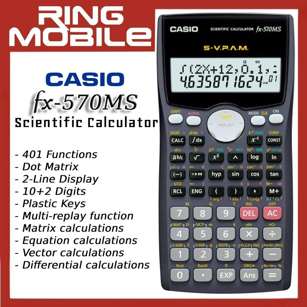 Ready Stock Casio FX 570MS Scientific Calculator for School and Office ...