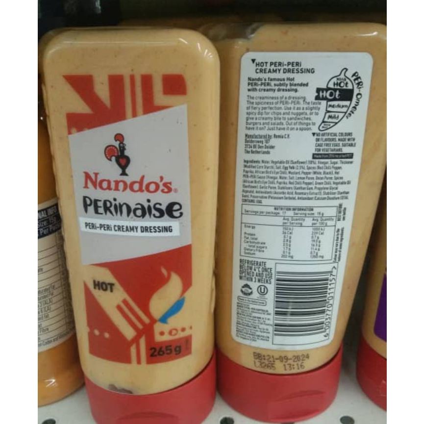 NANDOS PERINAISE PERI-PERI CREAMY DRESSING 265G - HOT / NANDOS ...