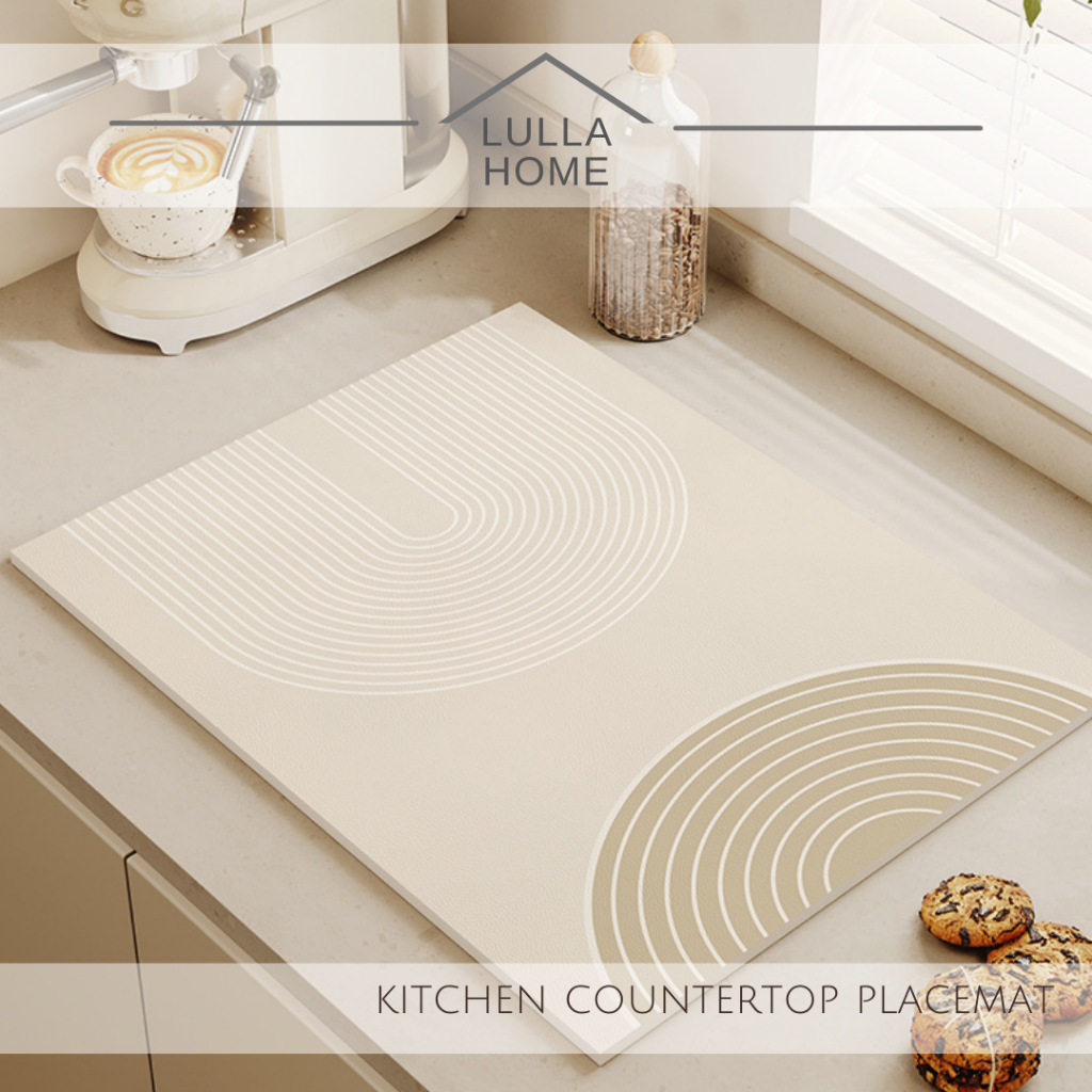 Diatomite Absorbent Mat For Kitchen Sink - 15.75x3.93 Inch Quick-Dry Countertop Pad, Natural Stone Coaster For Bowls, Non-Slip & Anti-Bacterial (White)