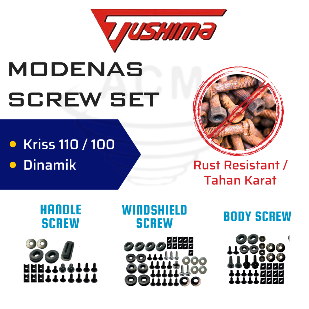 Tushima Modenas Kriss Fl Dinamik Full Set Body Cover Set Screw Nut Kriss Kriss Skru