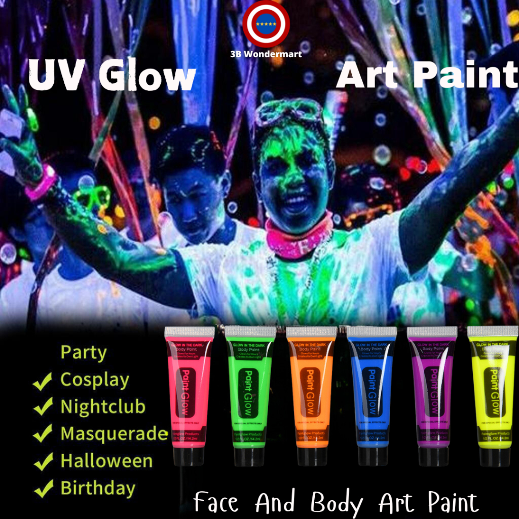 UV Glow In The Dark Face And Body Art Paint Halloween dance Party ...