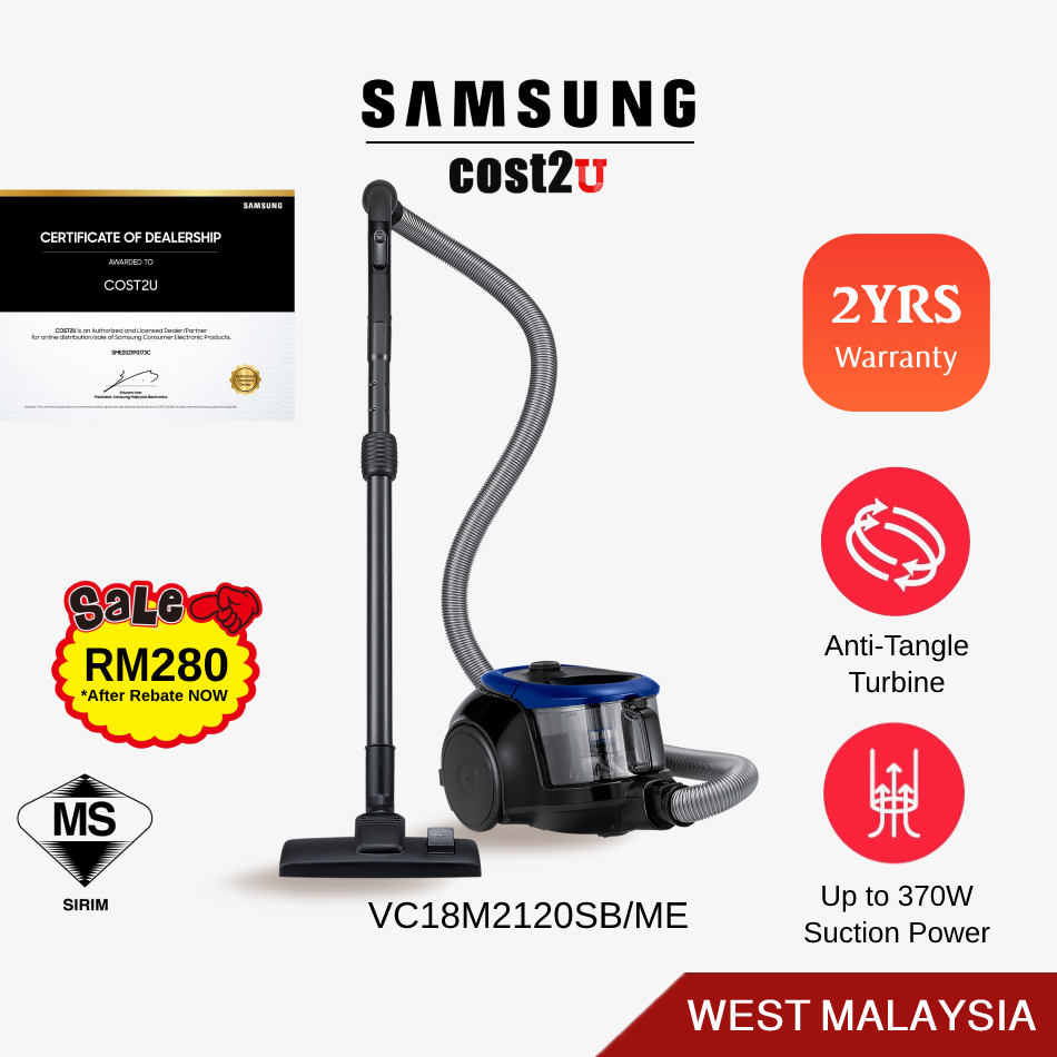 Samsung Canister Bagless Vacuum Cleaner 1800W VC18M2120SB/ME