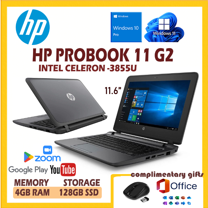 Hp Probook 11 G2 Slim Laptop Intel Celeron 4gb Ram 128gb Ssd Storage 116inch Screen 6162