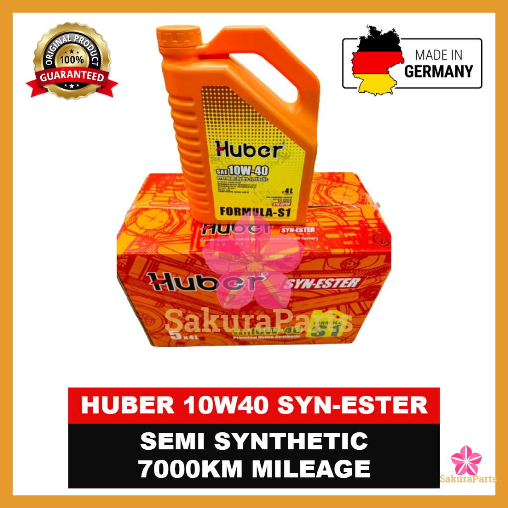 HUBER 10W40 FORMULA-S1 SEMI SYNTHETIC ENGINE OIL 4L (MADE IN GERMANY ...
