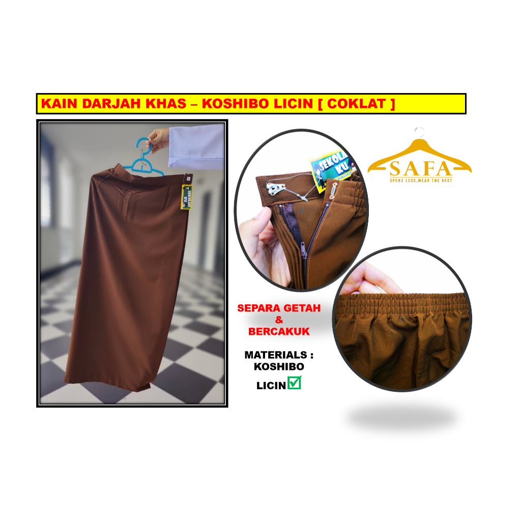 KAIN COKLAT DARJAH KHAS [ KIPAS TEPI ] [ MATERIALS KOSHIBO LICIN ...