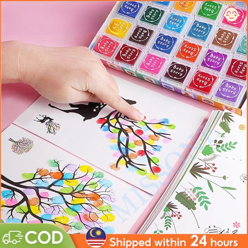 COD 12&24 Colors/Finger Painting Art Kit Set/DIY Art Craft Kid Coloring ...