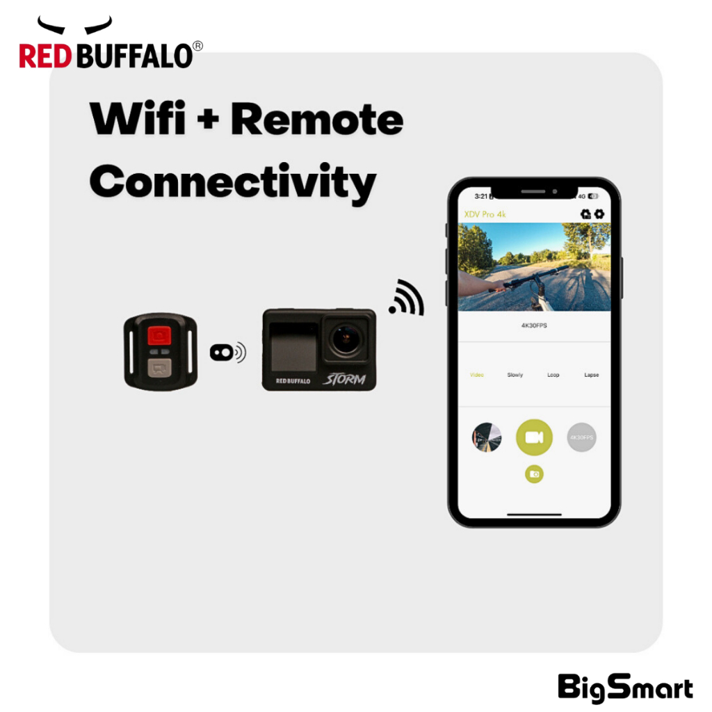 RED BUFFALO AC-STORM ACTION CAMERA DUAL SCREEN 4K/60fps 24MP 140 WIDE ...