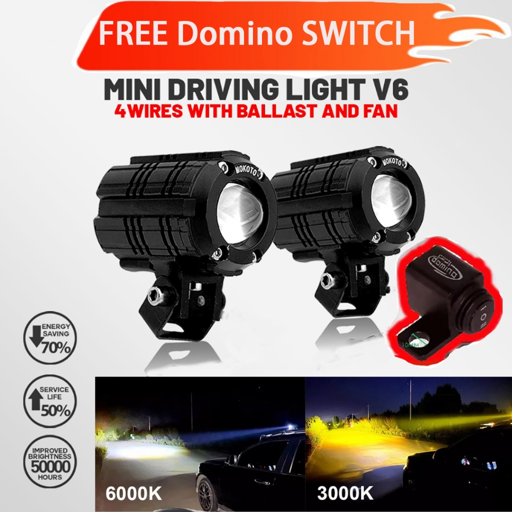 MINI DRIVING LIGHT V6 3WIRRS TRI-COLOR WATERPROOF MDL HIGH AND LOW BEAM ...