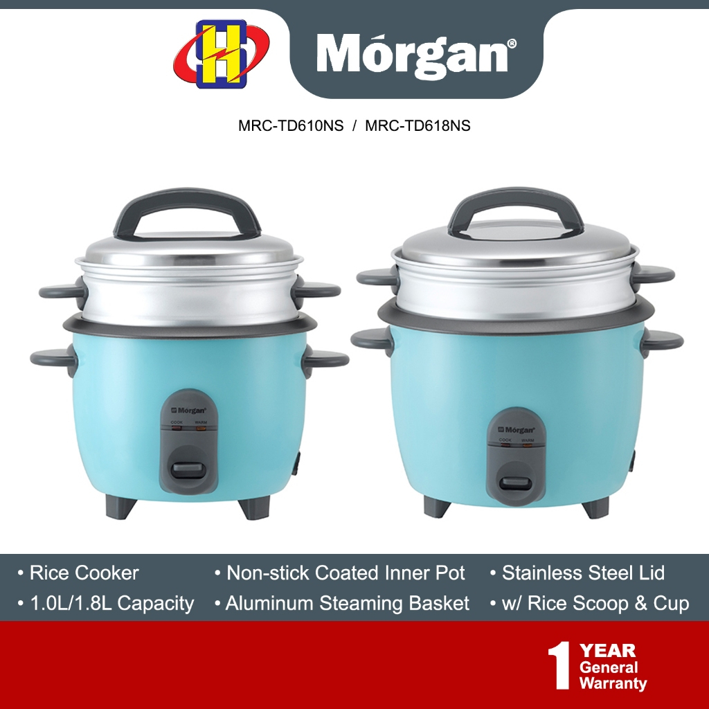 Morgan Rice Cooker (1.0L & 1.8L) Non Stick Pot & Stainless Steel Lid ...