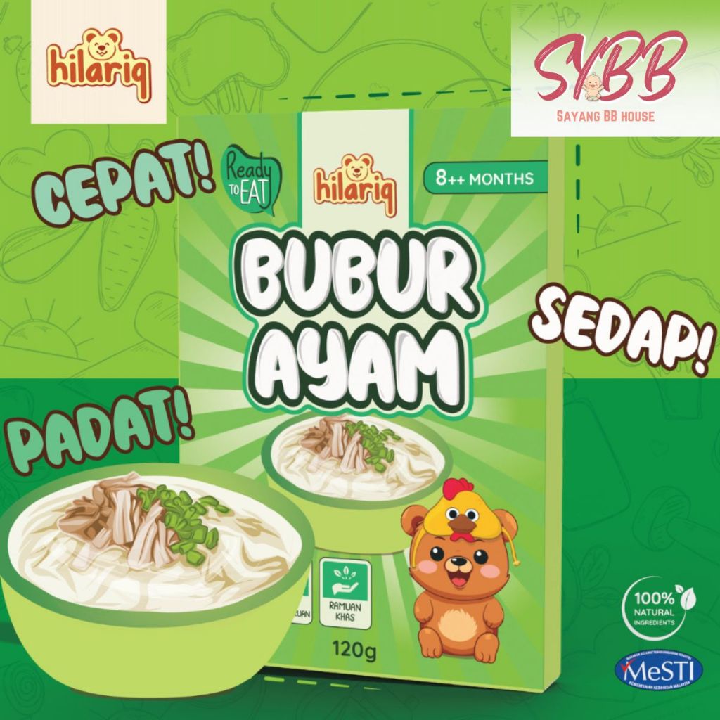 HILARIQ BUBUR BABY READY TO EAT BABY FOOD 6 MONTHS 8 MONTHS TRAVEL