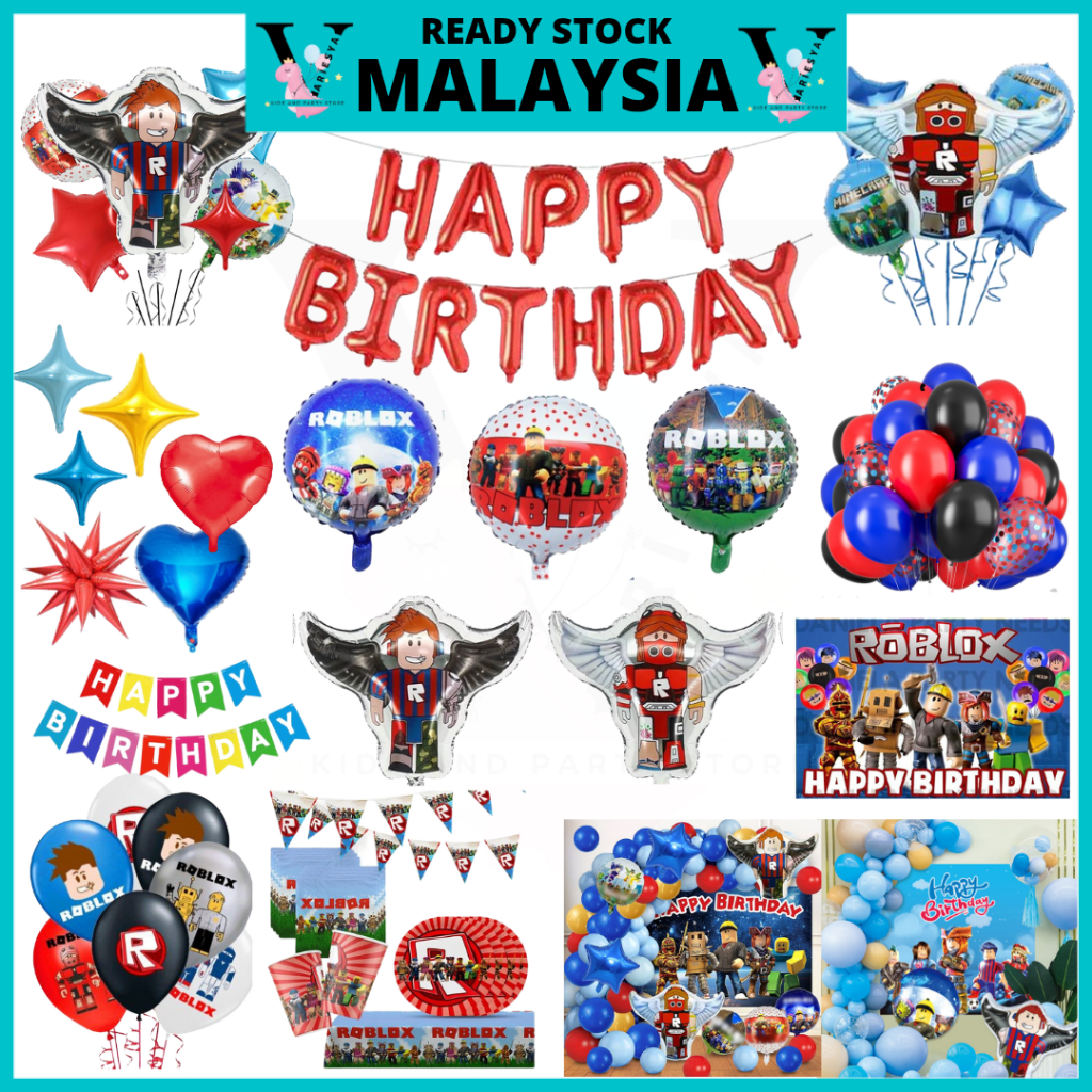 Roblox Theme Birthday Balloon Sash Banner Flag Foil Balloon Number ...