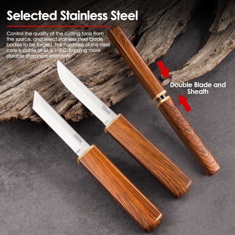 2in1 Knife Dragon Phoenix Double Knife Mandarin Fruit Knife Tetris