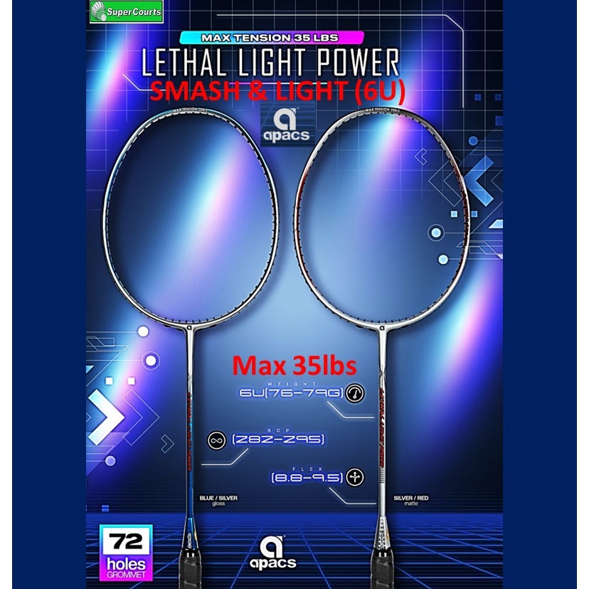 【ORIGINAL】Apacs Lethal Light Power (Smashing & Light Body) Badminton ...