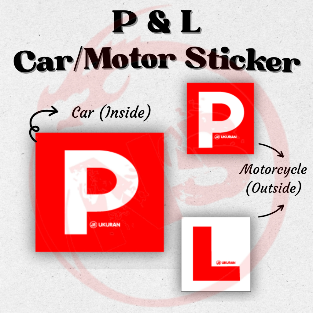P Sticker L Sticker P Car License Sticker P/L Motor sticker Pelekat ...