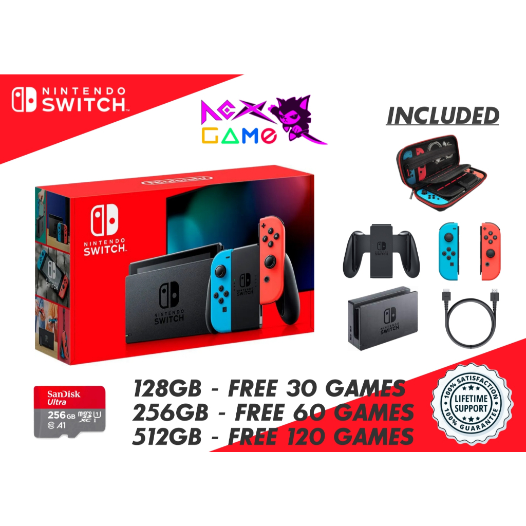 🟢 Nintendo Switch MODDED V1 V2 LITE OLED JAILBREAK FREE GAMES 128GB /  256GB / 512GB MicroSD