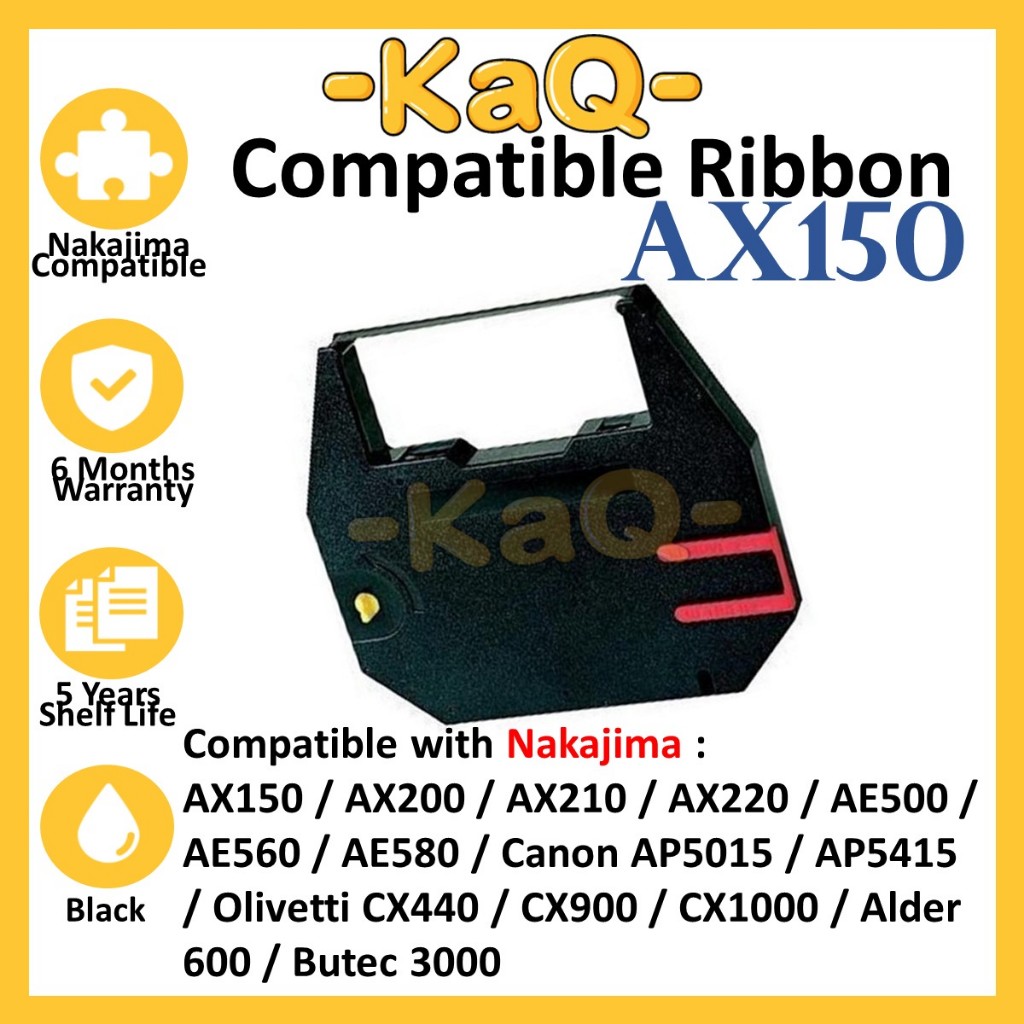 Compatible Nakajima AX150 AX 150 AX200 AX210 AX220 Black Typewriter ...