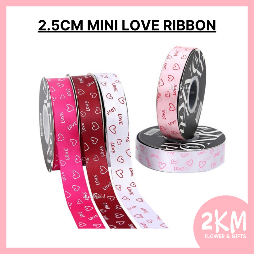 (36M) 2.5CM MINI LOVE Ribbon Reben Riben Gift Satin Organza Flower ...