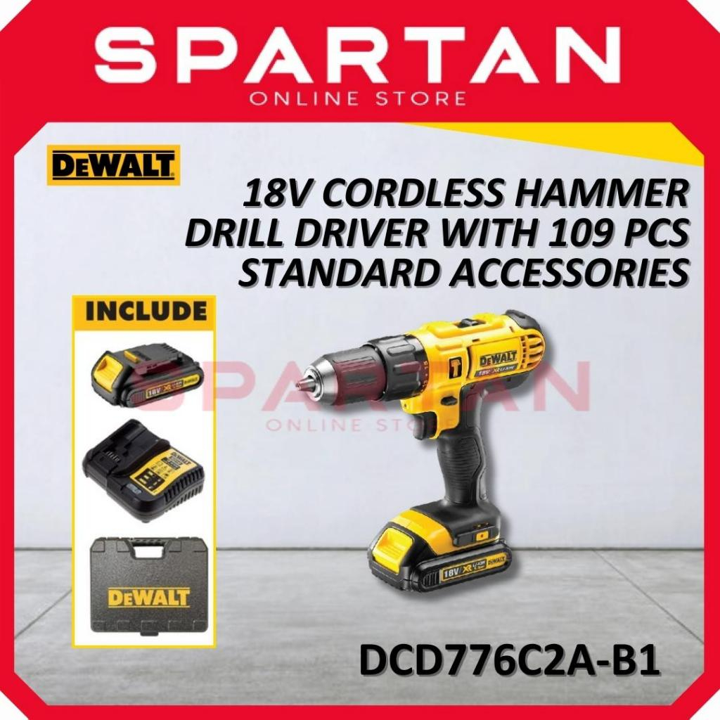 DEWALT DCD776C2A-B1 18V Cordless Hammer Drill Driver With 109pcs ...