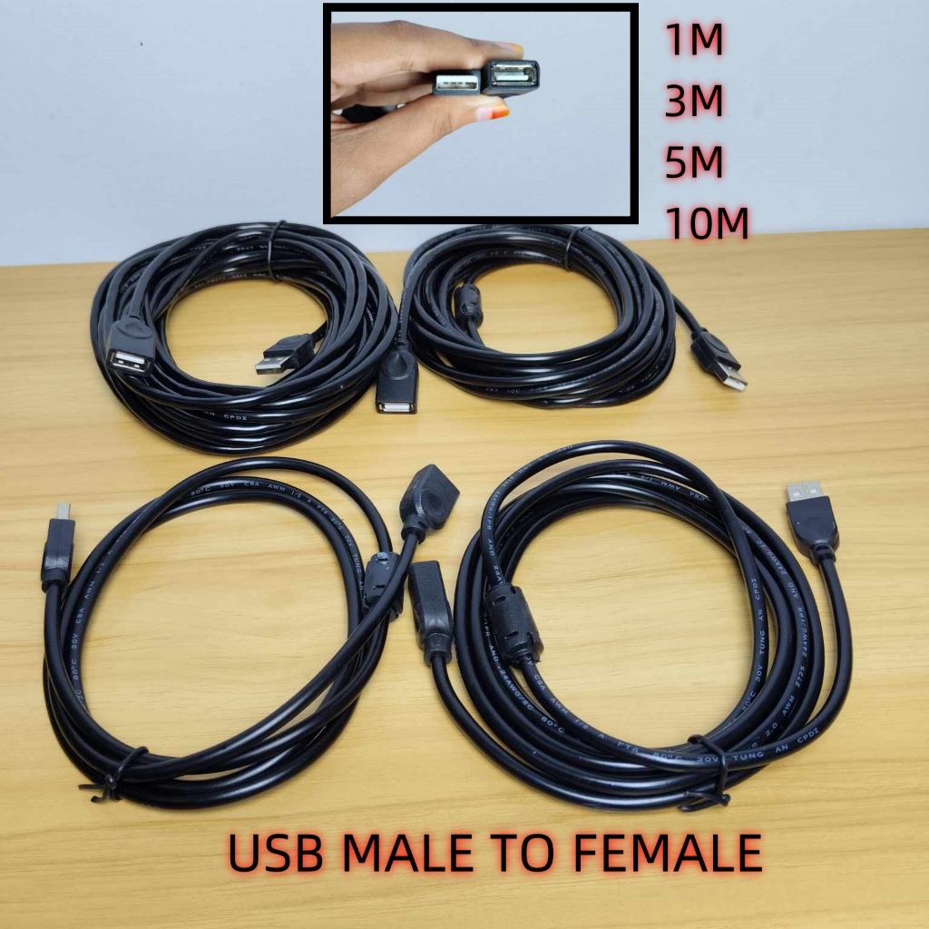 EXTENSION CABLE MALE TO FEMALE 1M / 3M / 5M / 10M USB PORT WIRE CABLE ...