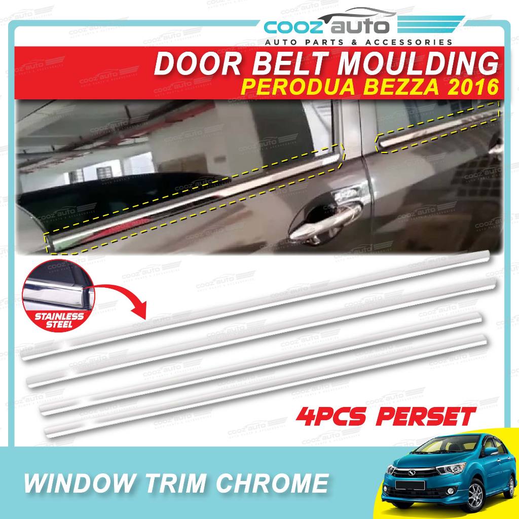 Perodua Bezza 2016 - 2024 Car Window Trim Chrome Lining / Door Belt ...