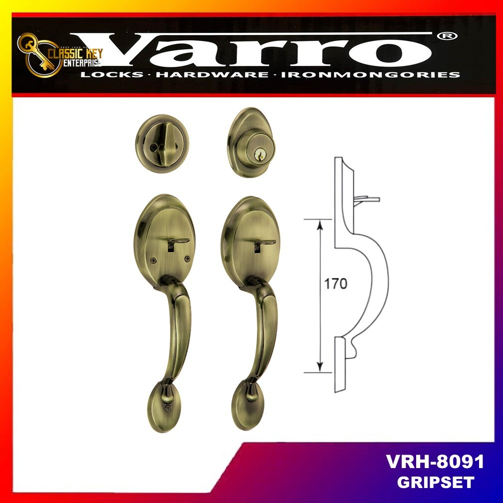 VARRO Double Handle Lockset VRH 8091 Gripset Antique Brass | Shopee ...