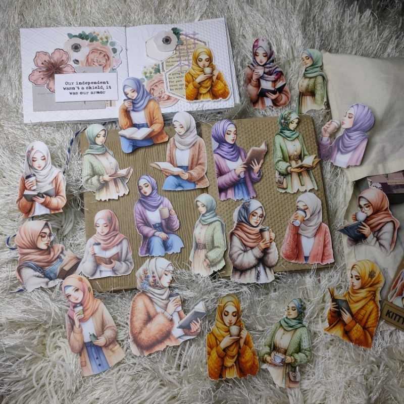 Matte Lamination Hijab Girl Paper E for journal, decoration, craft and ...