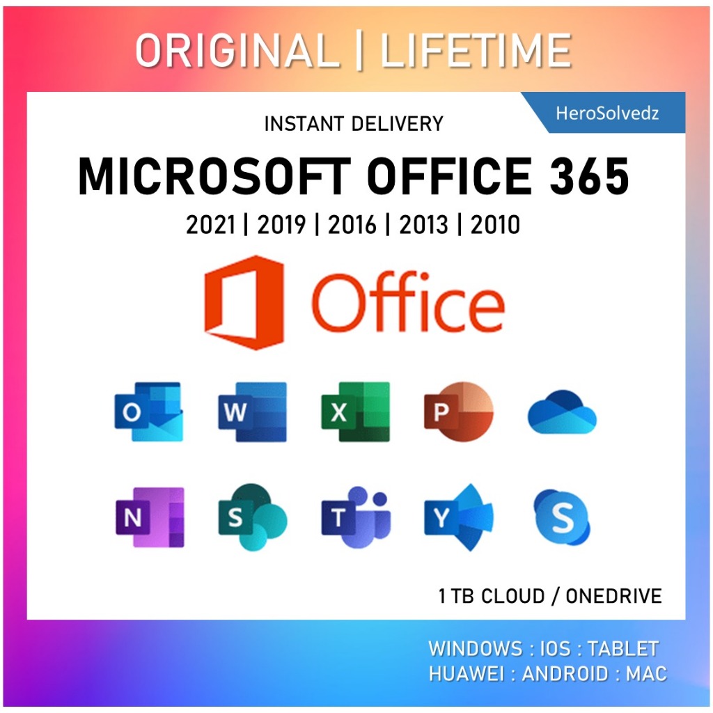 GENUINE MICROSOFT OFFICE 365, 2021, 2019 & 2016 PRO PLUS MS