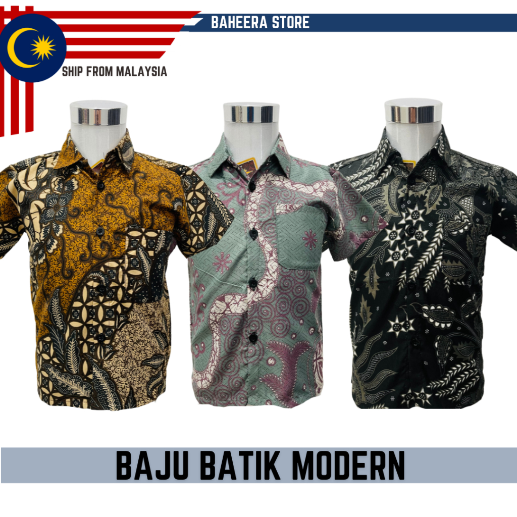 KEMEJA BATIK BUDAK LELAKI LENGAN PENDEK Batik Shirt Baju Batik Size ...