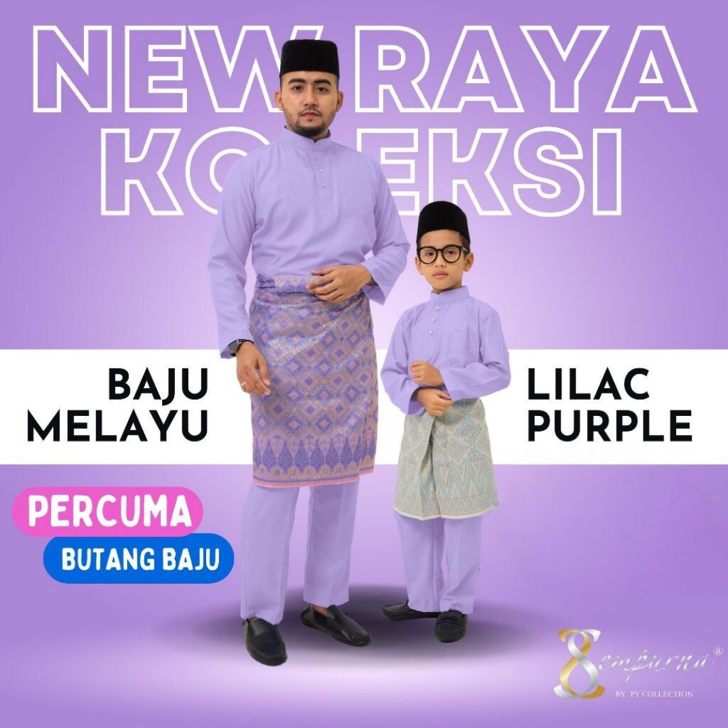 Brand Sempurna Baju Melayu Warna Lilac Purple Slim Fit Cotton Sedondon ...