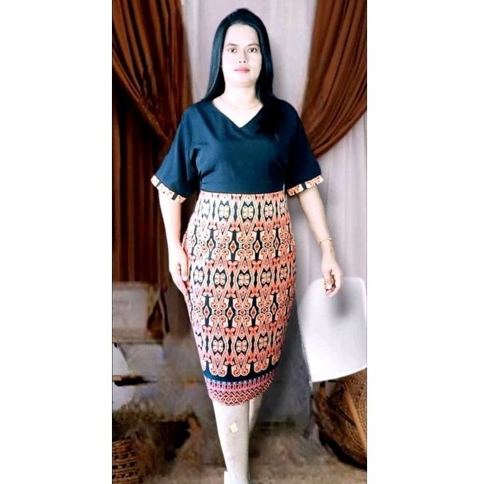 Dress 2 Tone Corak Borneo pua Kumbu ulu Sarawak | Shopee Malaysia