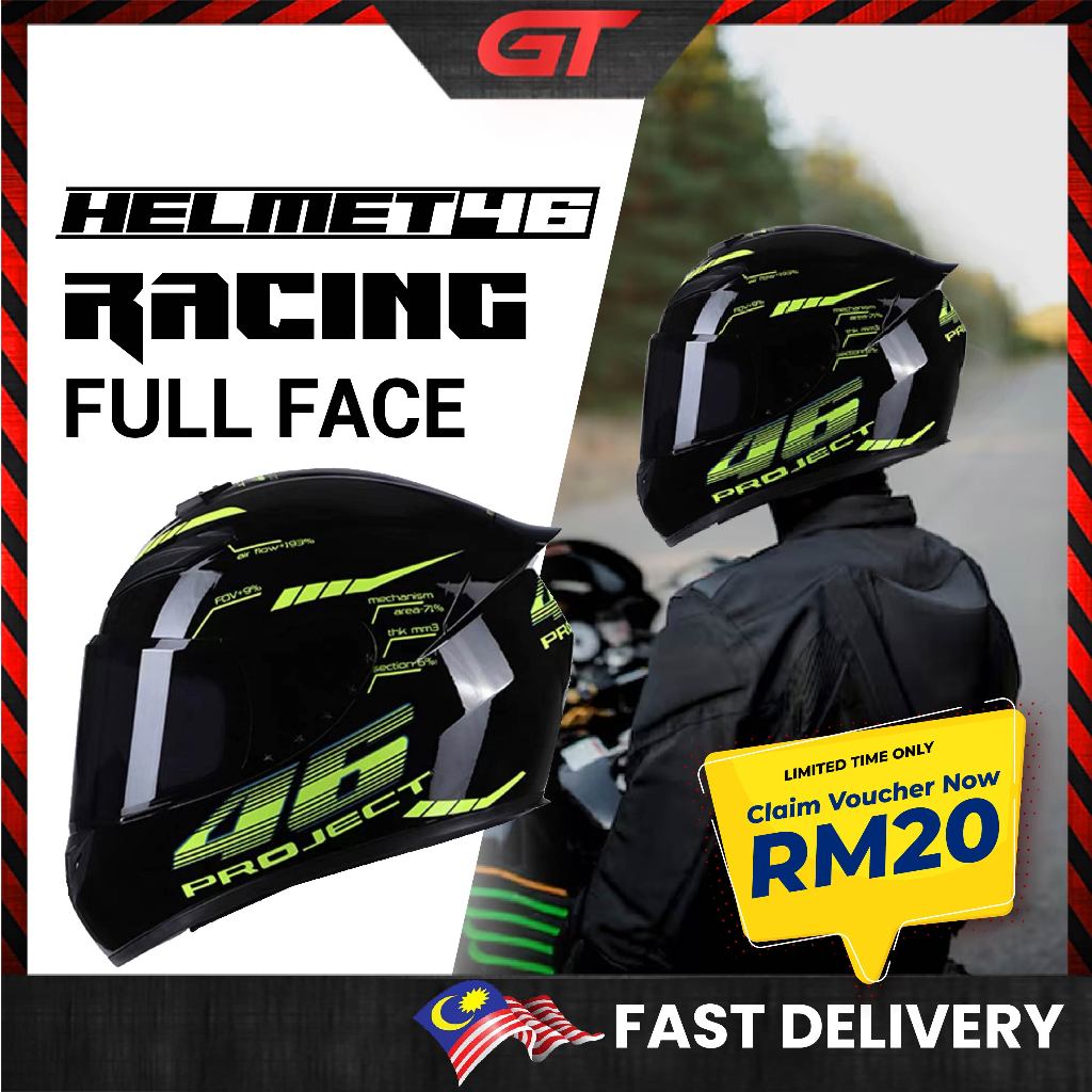 GTmotor Motorcycle Racing Full Face Helmet 46 Project Sport Helmet ...