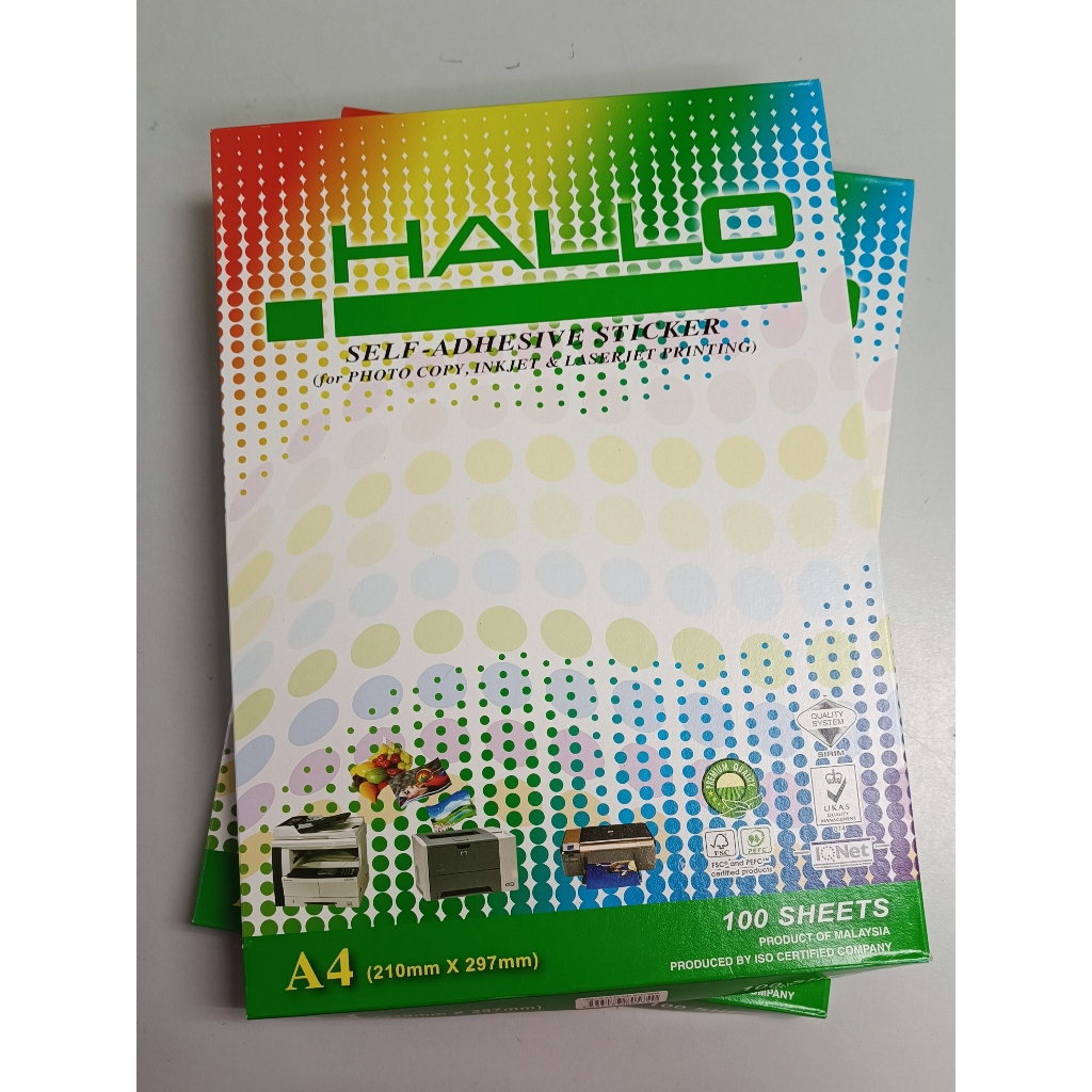 HALLO A4 Self Adhesive Sticker/ A4 Paper sticker/ Inkjet/ Laserjet ...